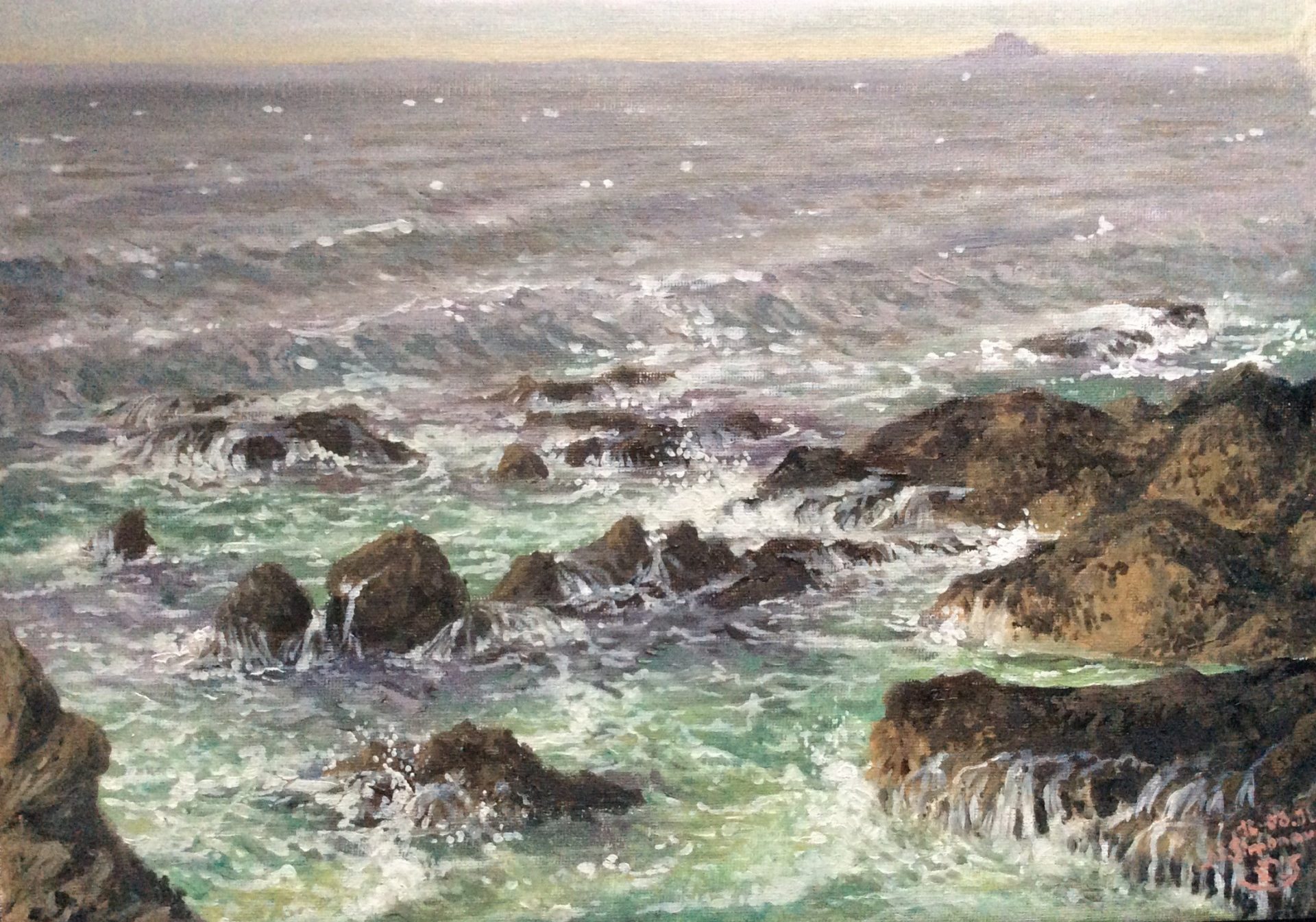 Rough Seaside, Cornwall Oil on Canvas, (30cm by 42cm) £420