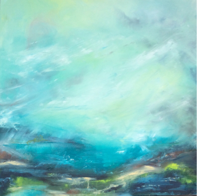 The Ocean 90 cm x 90 cm £1185 Oil on Box Canvas by Rosemary Houghton